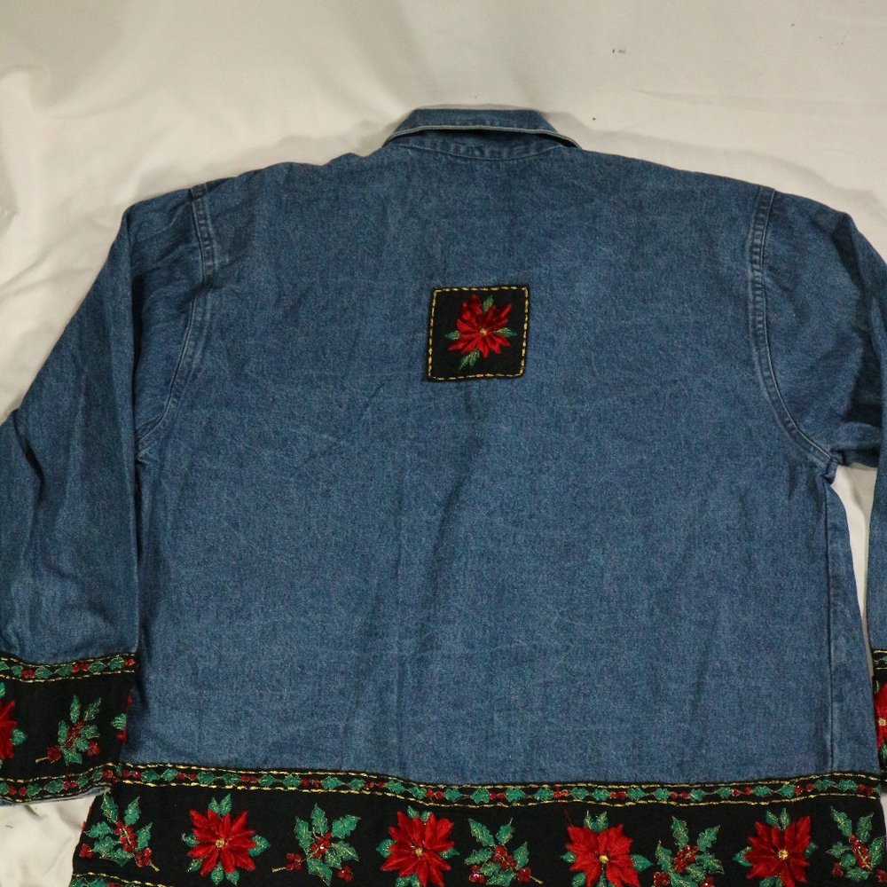 LIFESTYLE Vintage Embroidered Denim Jacket Sz Medium - Picture 9 of 15